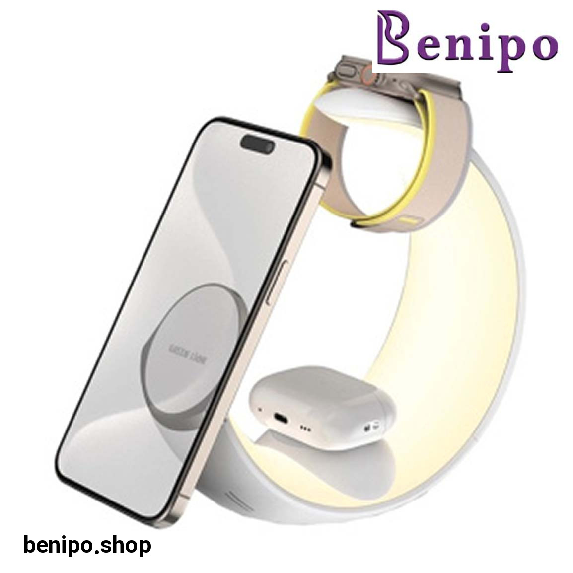 شارژر وایرلس 3 کاره طرح ماه مدل  GL-WCL2