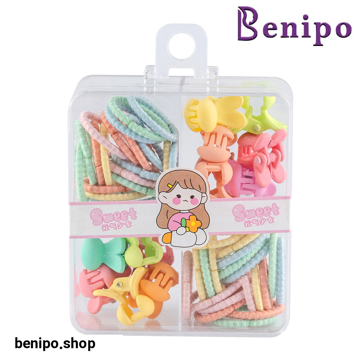 کش مو به همراه گیره سر بسته 4 عددی جعبه دار