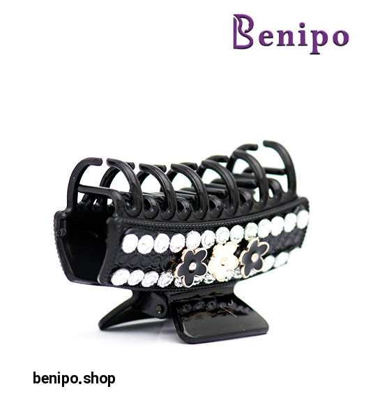 کلیپس 4 دندانه طلقی گلدار مو