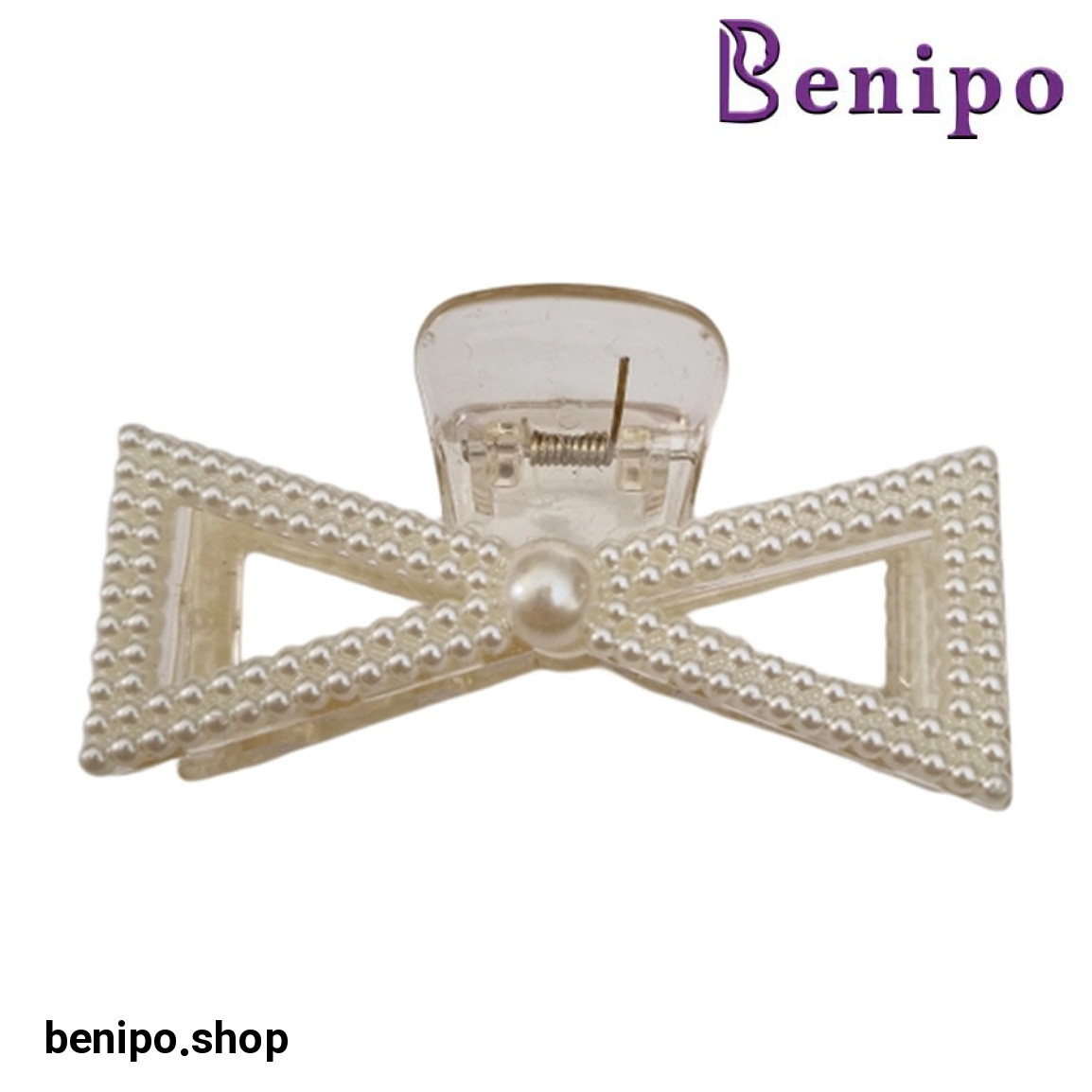 کلیپس مو زنانه پاپیون تمام مروارید کد 01