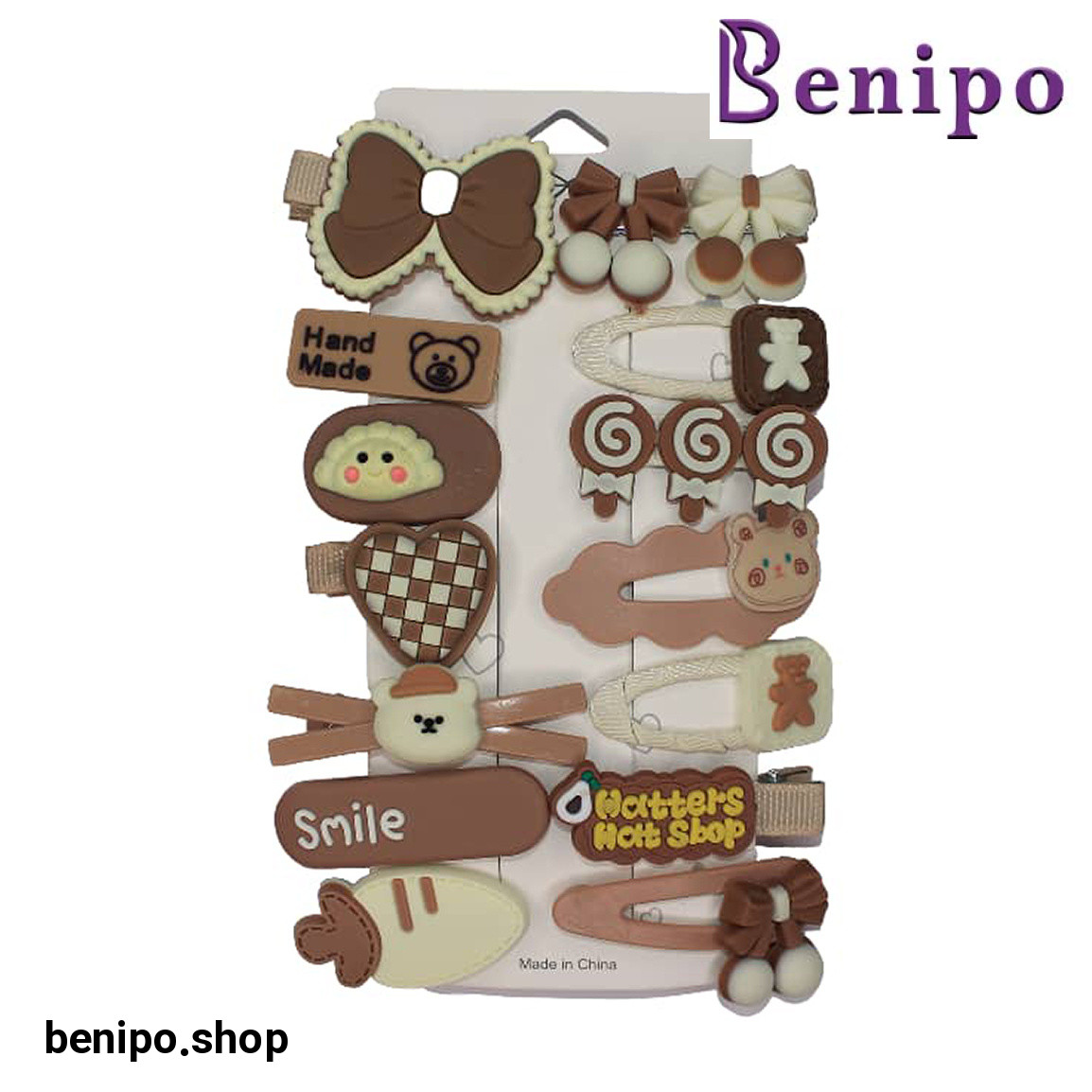 گیره مو شکلاتی کد 02 بسته 14 عددی