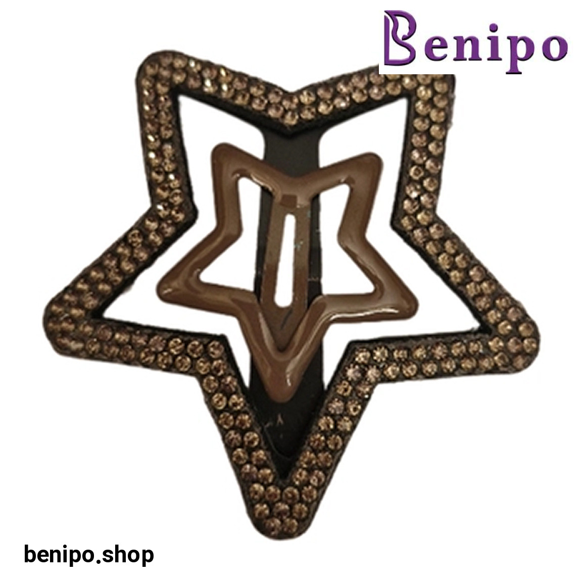 گیره مو زنانه طرح ستاره نگین دار بسته 2 عددی