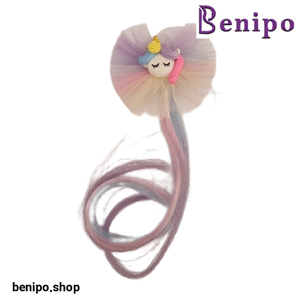 گیره مو دخترانه طرح اسب تک شاخ توری کد 0067