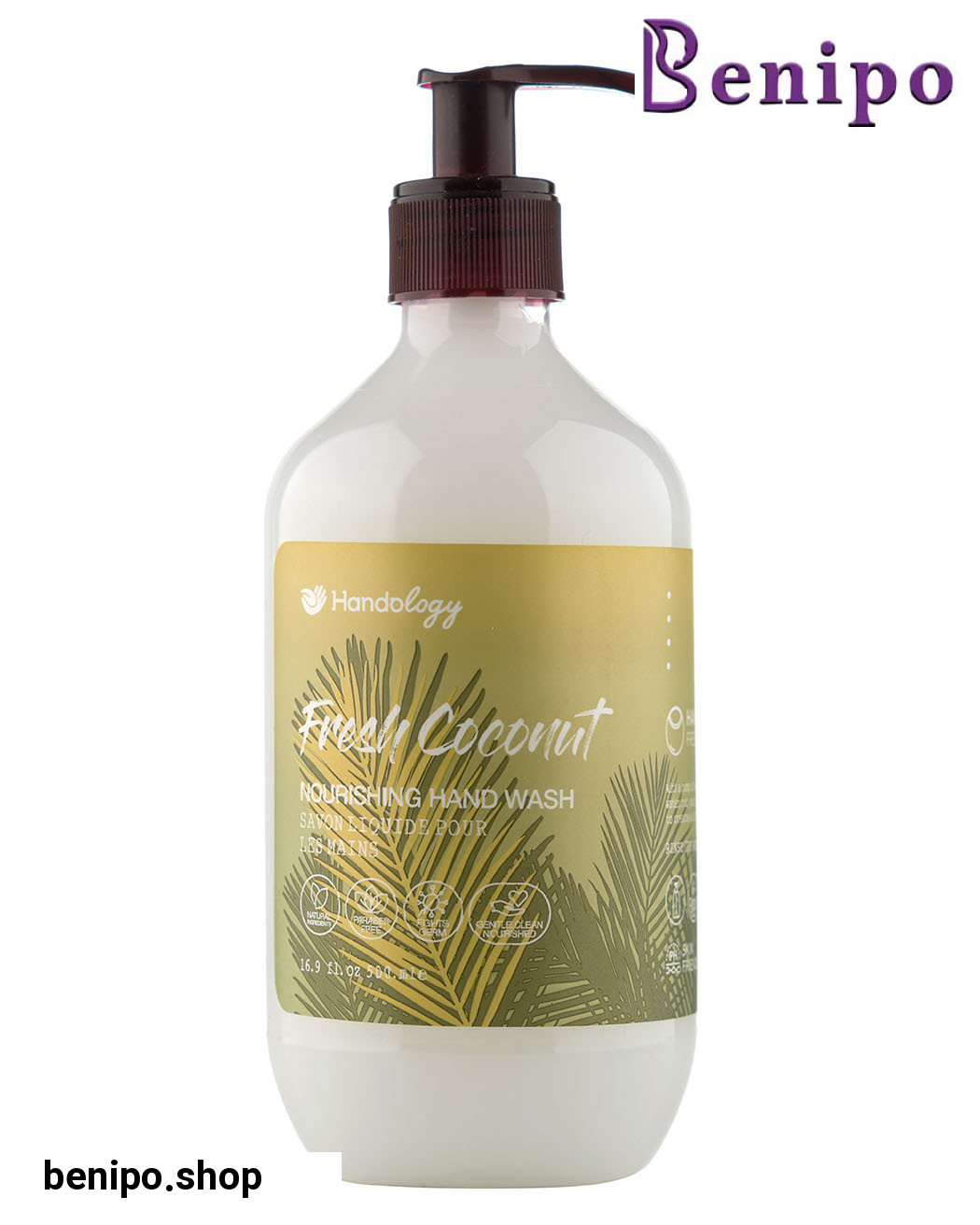 مایع دستشویی آنتی باکتریال کرمی با رایحه نارگیل 500 میل