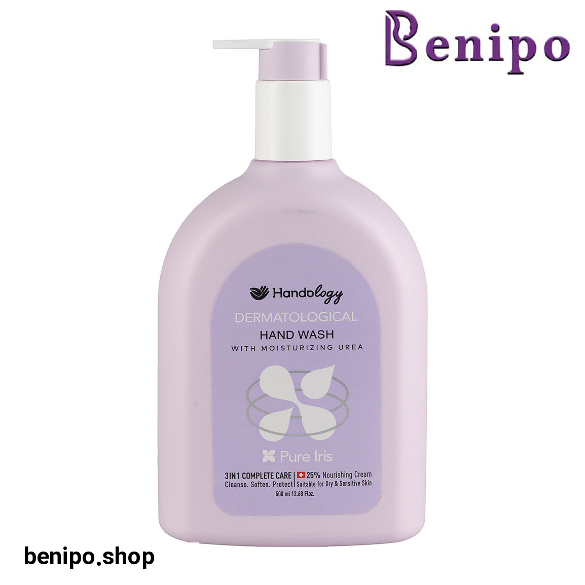مایع دستشویی کرمی حاوی اوره و لاکتیک اسید مدل پور آیریس حجم 500 میلی لیتر