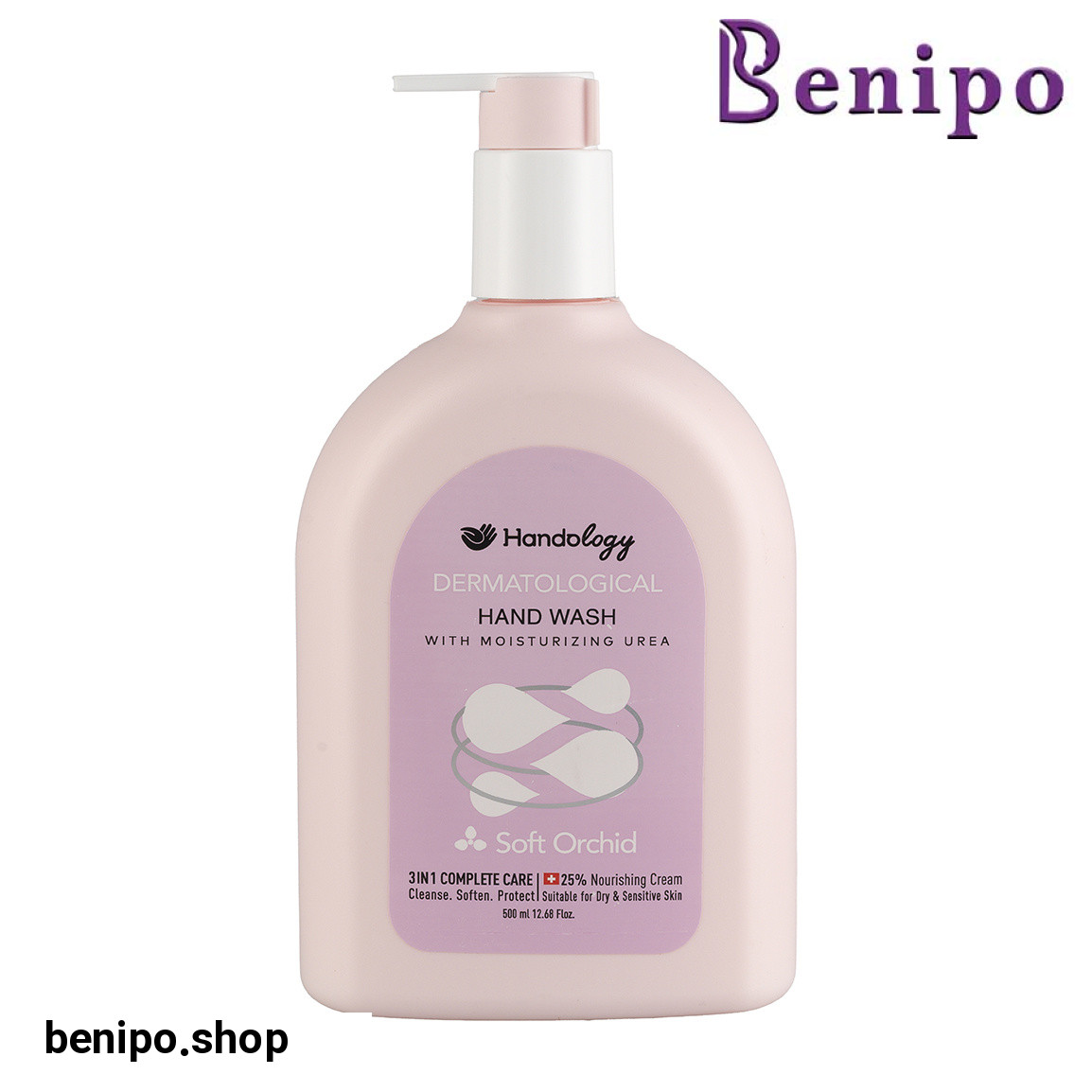 مایع دستشویی کرمی حاوی اوره و لاکتیک اسید مدل سافت اورچید حجم 500 میلی لیتر