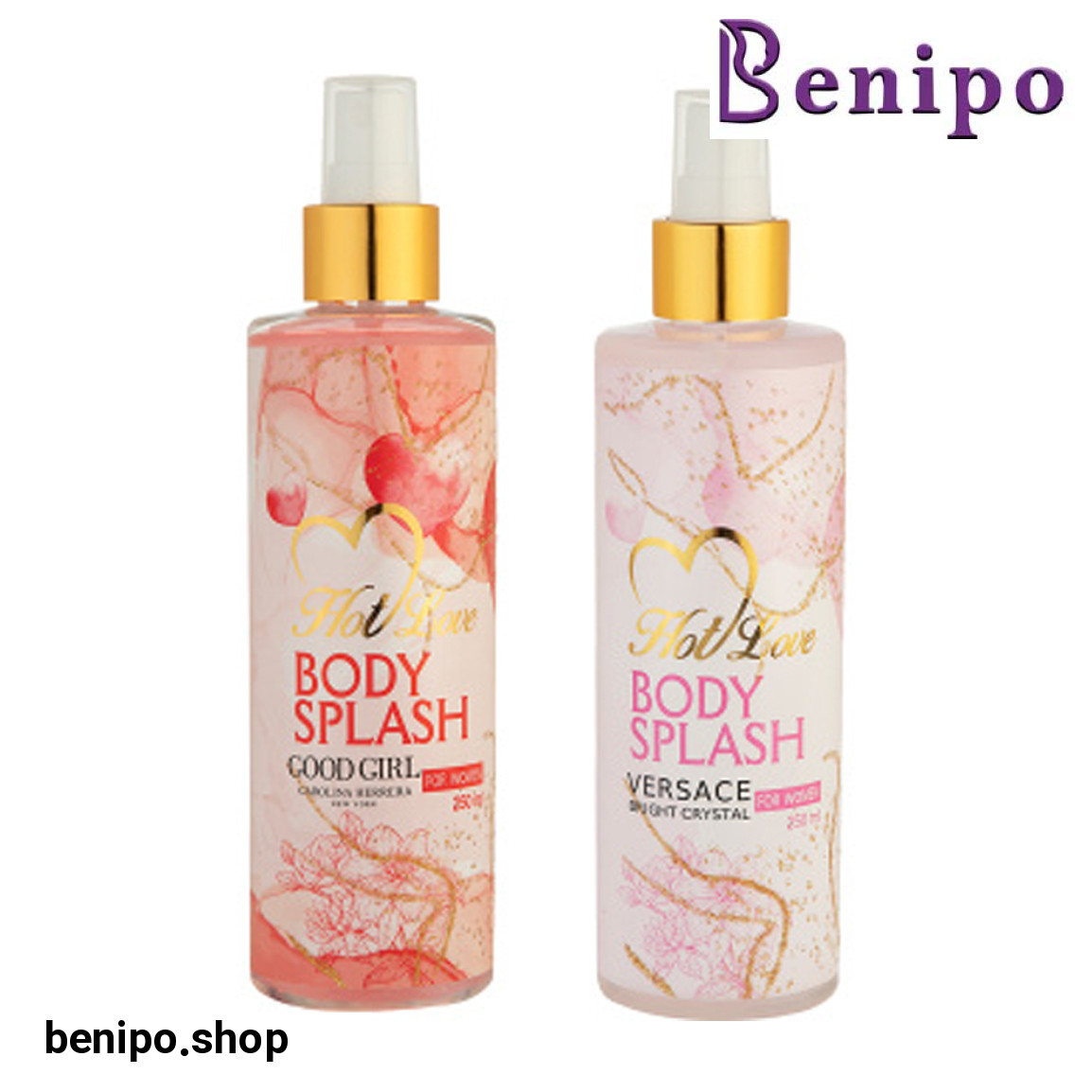 پک 2 عددی بادی اسپلش زنانه مدل Versace Bright Crystal حجم 250 میلی لیتر و بادی اسپلش مدل Good Girl حجم 250 میلی لیتر