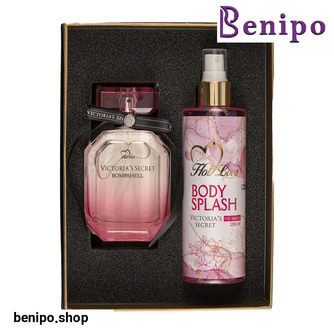 پک 2 عددی ادوپرفیوم زنانه مدل Victoria Secret Bombshell و بادی اسپلش زنانه مدل Victorias Secret
