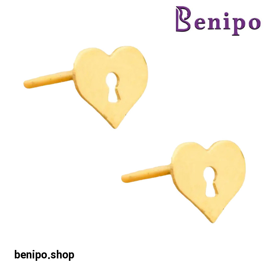 گوشواره طلا 18 عیار مدل قلب قفلی