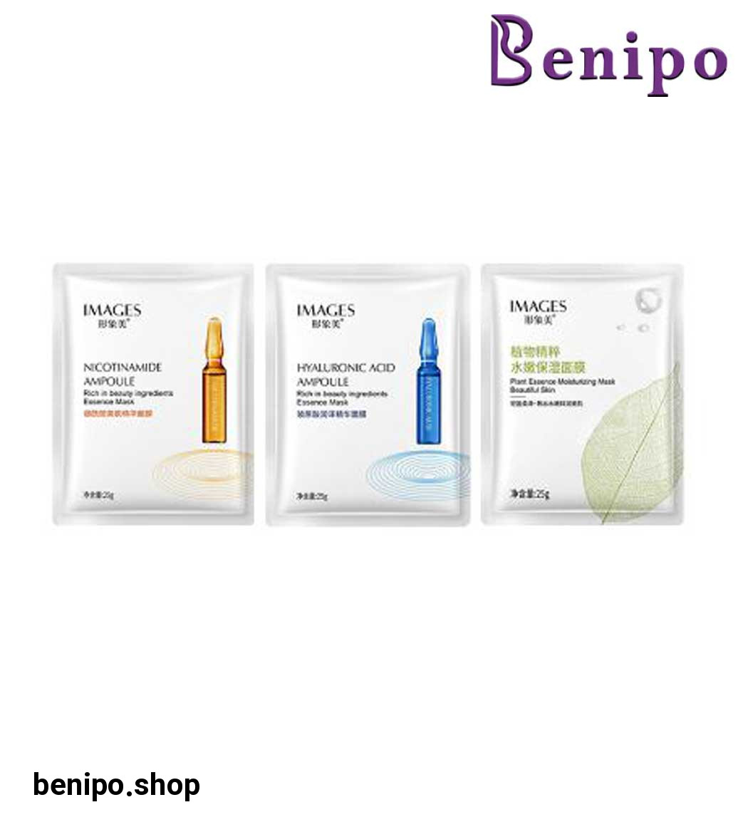 پک سه عددی ماسک صورت مدل هیالورونیک اسید، نیکوتینامید برگ گیاه