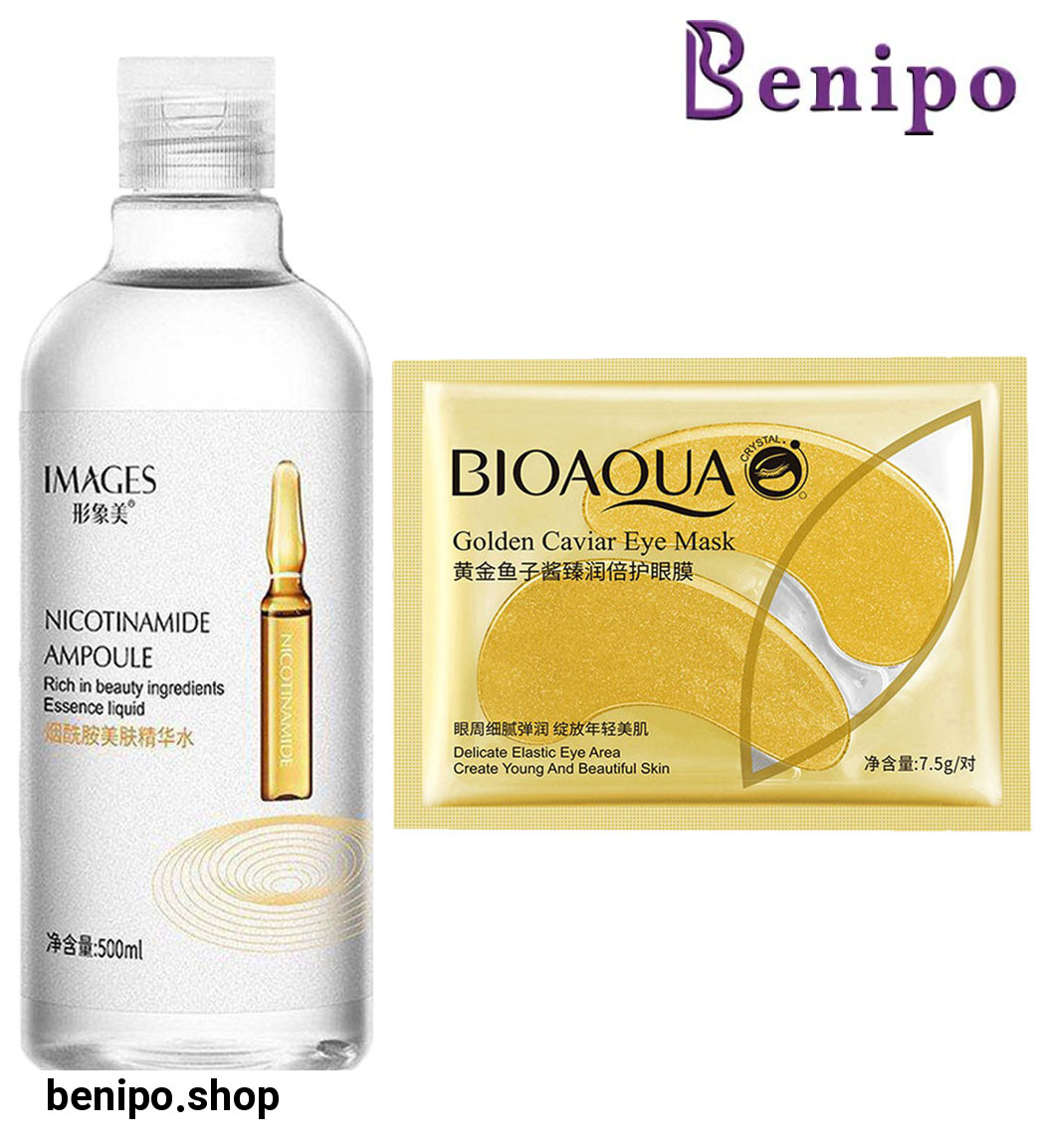 پک 2 عددی تونر نیکوتینامید و ماسک ورقه ای زیر چشم خاویار طلایی