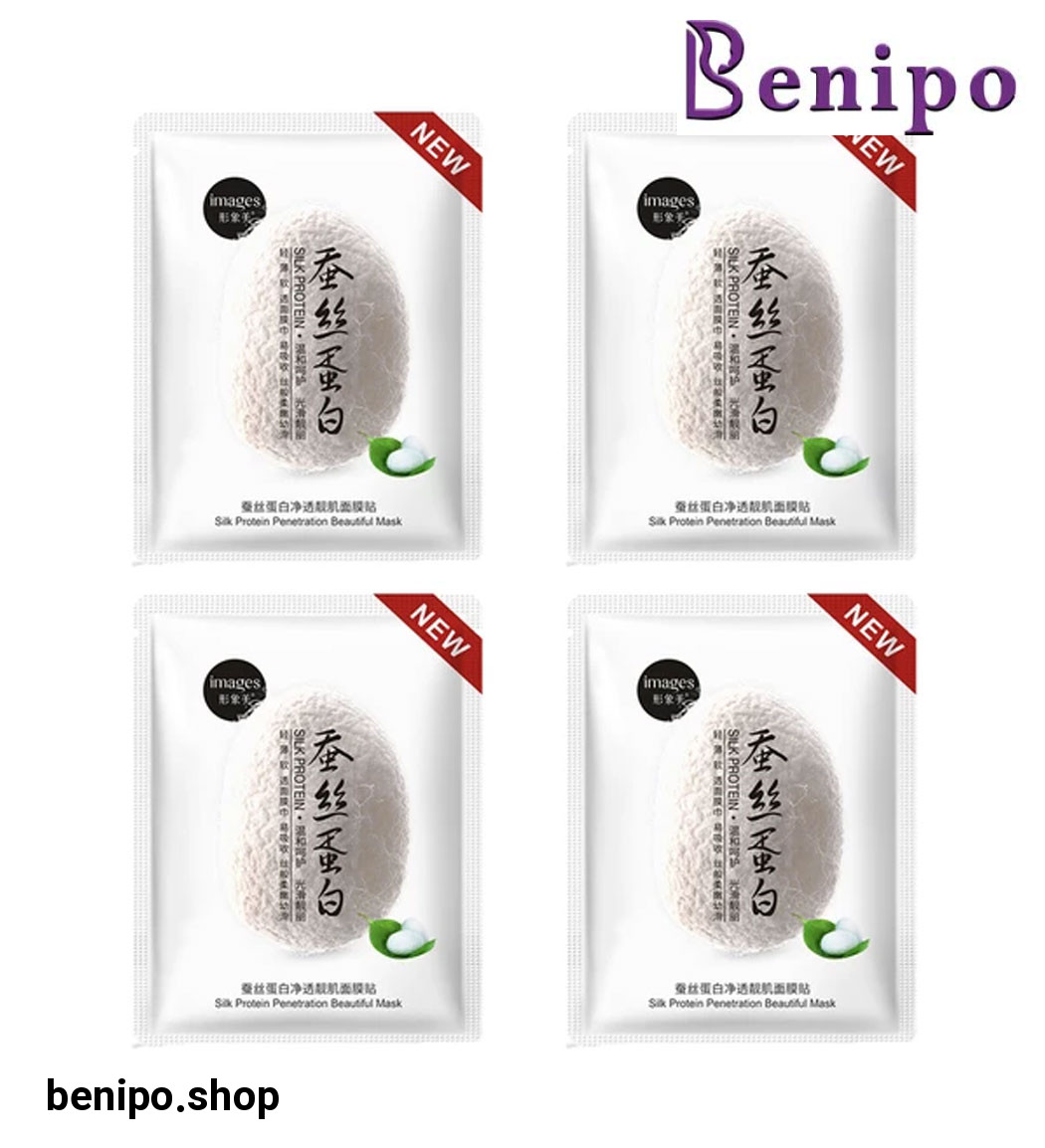 ماسک صورت مدل ابریشم سفید مجموعه 4 عددی