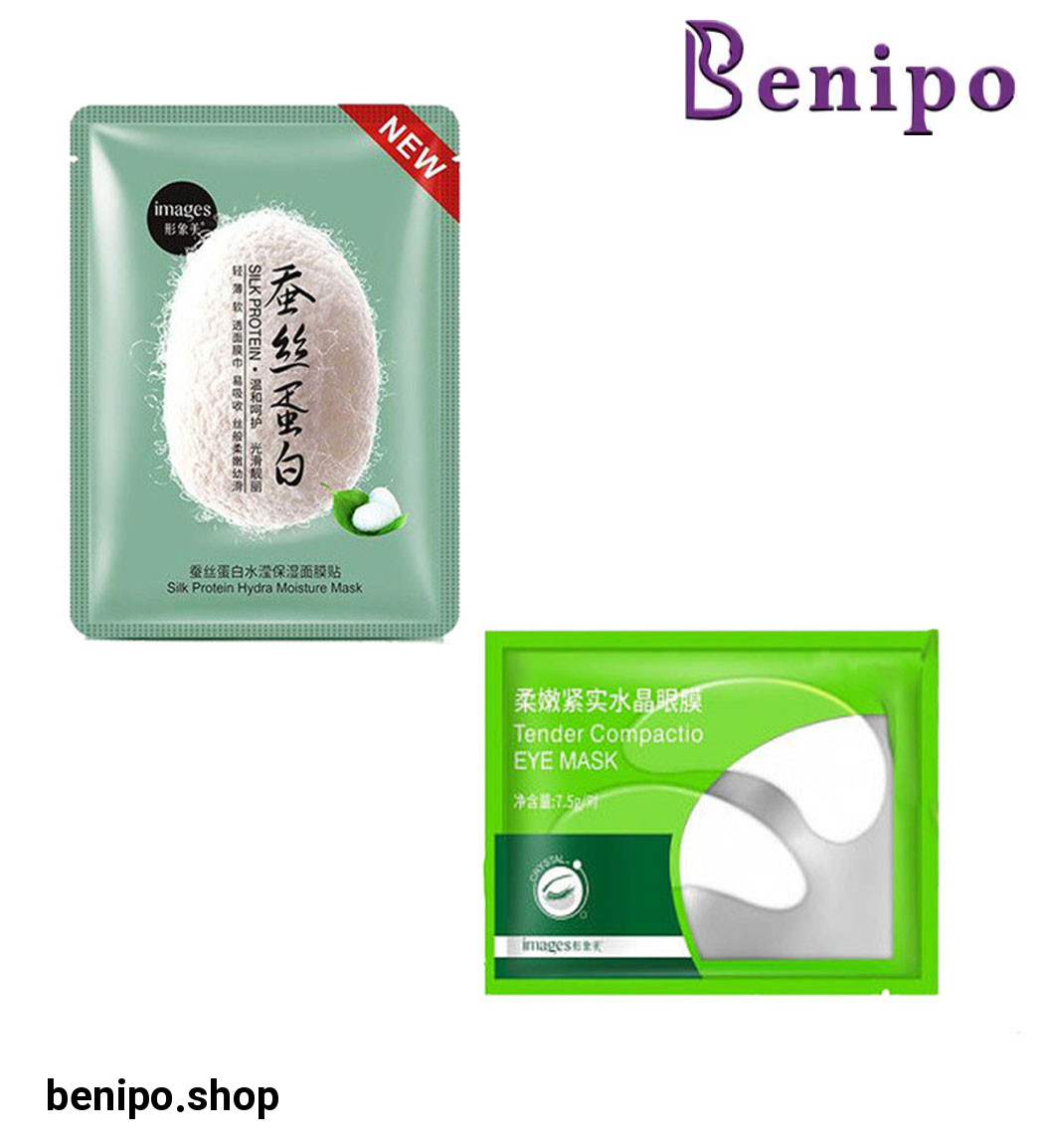 ماسک صورت ابریشم و ماسک زیر چشم جلبک مجموعه 2 عددی
