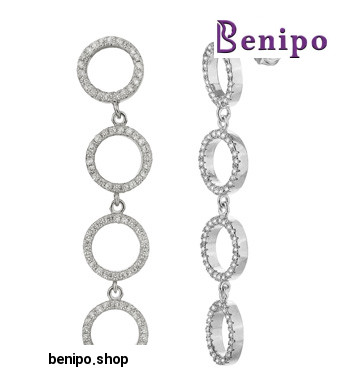 گوشواره نقره چهار دایره