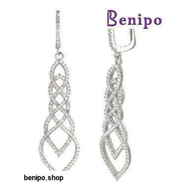 گوشواره نقره با طرح بافته