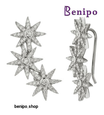 گوشواره نقره با طرح سه ستاره