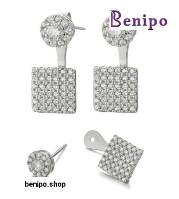 گوشواره نقره میخی مربع