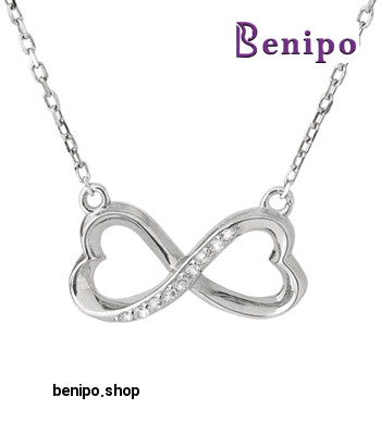 گردنبند نقره طرح دو قلب بینهایت