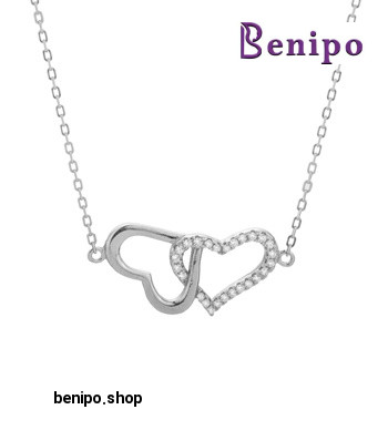 گردنبند نقره طرح دوقلب