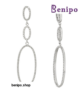 گوشواره نقره آویزان بیضی