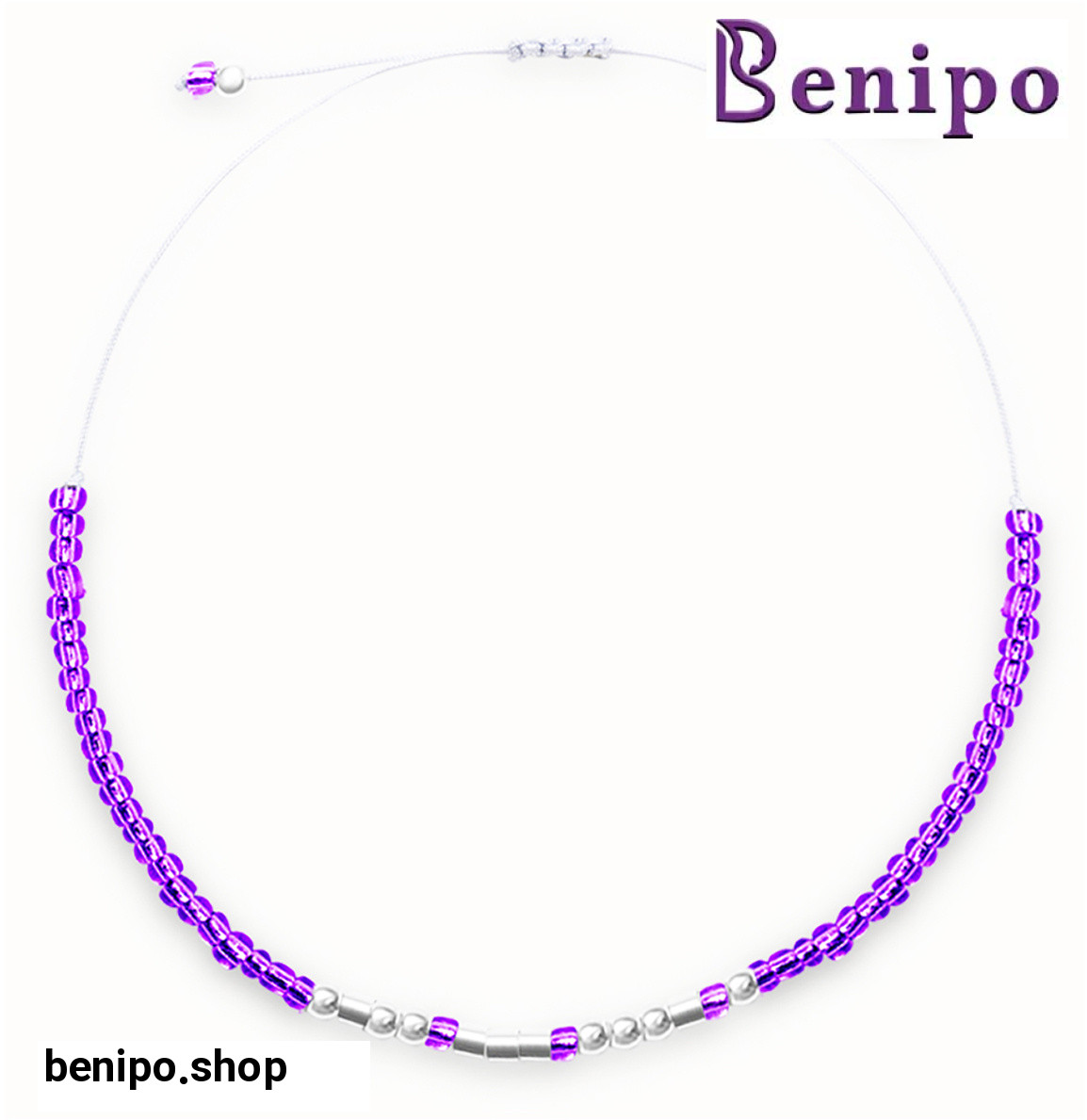 دستبند مهره رنگی و نقره طرح Love