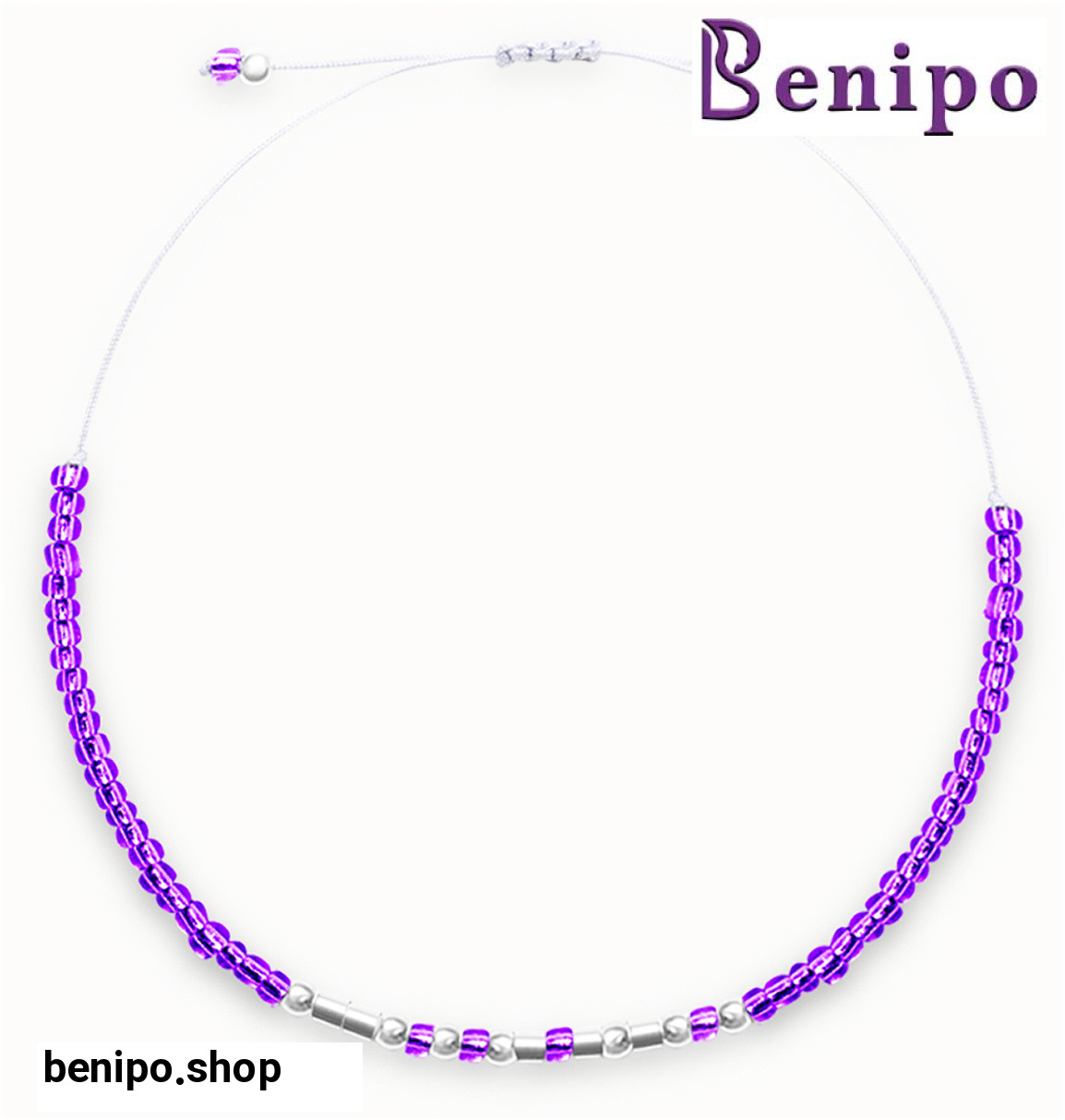 دستبند مهره رنگی و نقره طرح Peace