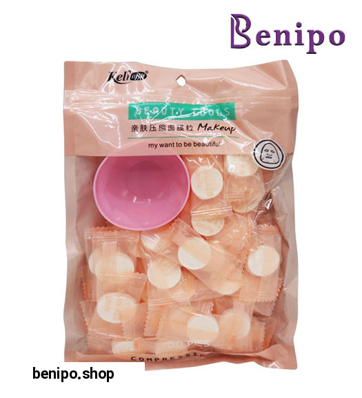 قرص ماسک فشرده ورقه ای 50 عددی به همراه ظرف پلاستیکی