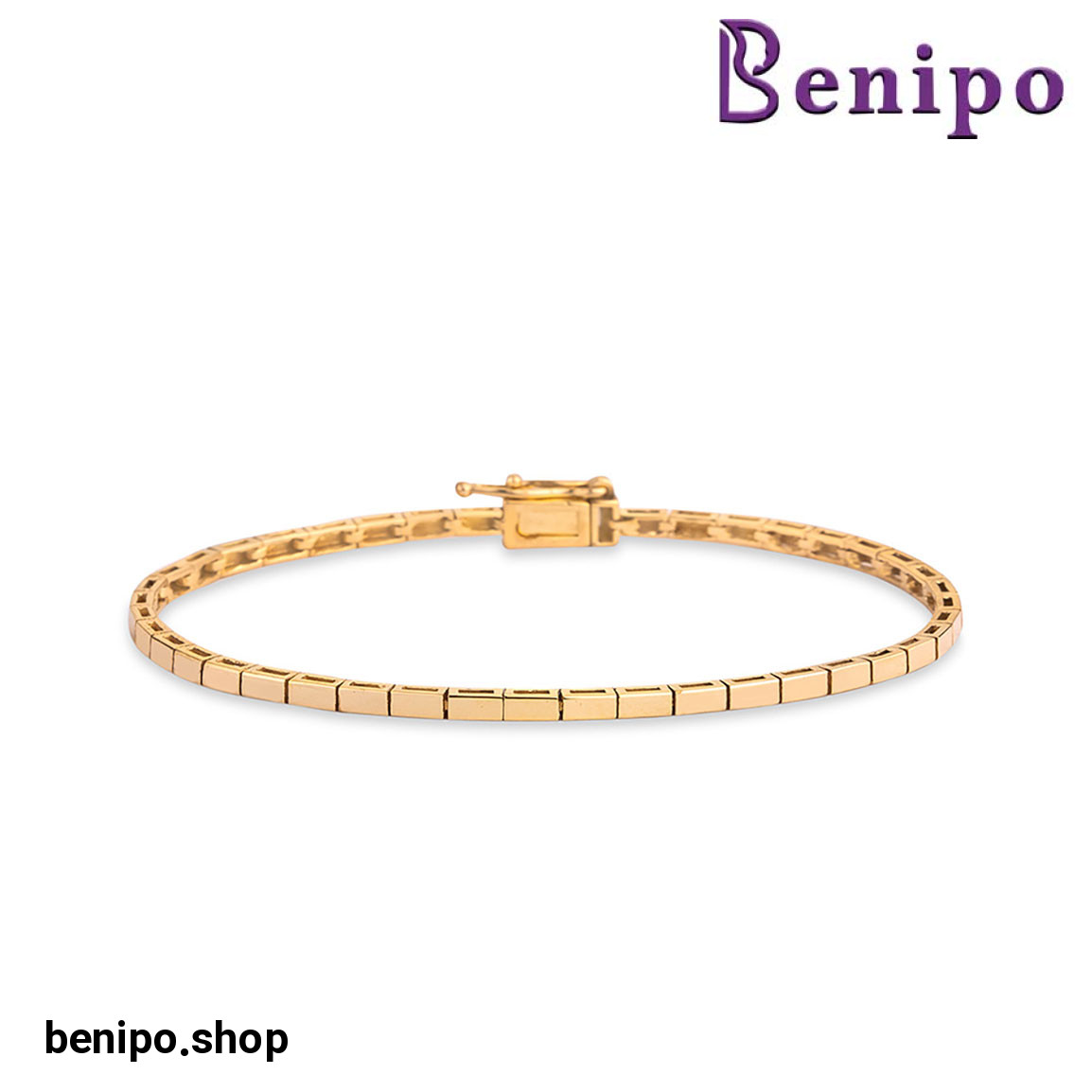 دستبند زنجیر  طلا 18 عیار زنانه مدل تنیسی مستطیل کد BM348
