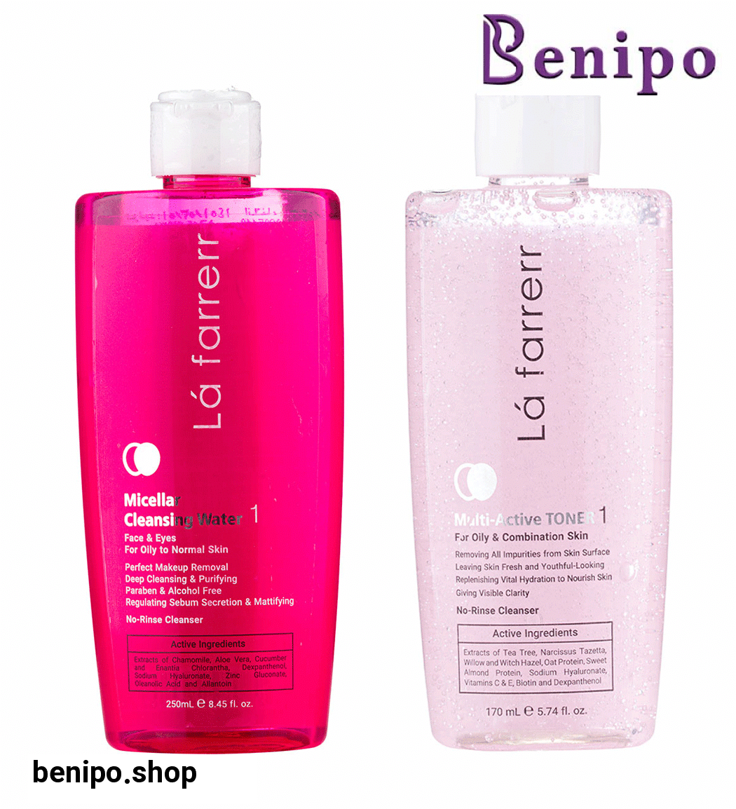 پک محلول پاک کننده آرایش پوست نرمال و چرب وتونر مولتی اکتیو 1 پوست چرب و مختلط 170 میل