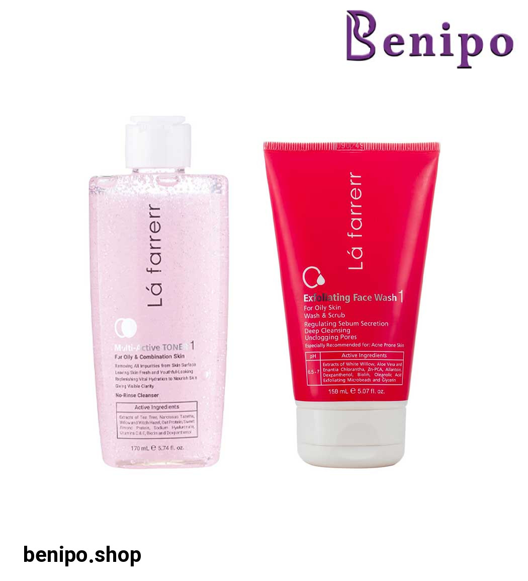 پک ژل شستشوی صورت لایه بردار پوست چرب و مستعد آکنه و تونر پوست چرب و مختلط