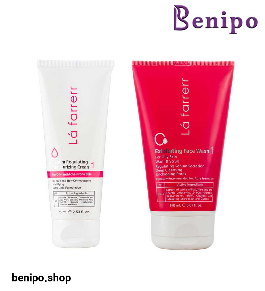 پک کرم مرطوب کننده و آبرسان پوست چرب و آکنه دار و ژل شستشو صورت لایه بردار پوست چرب و مستعد آکنه