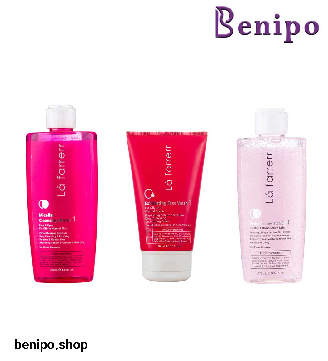 پک ژل شستشوی صورت لایه بردار پوست چرب و میسلار پوست نرمال و چرب و تونر مولتی اکتیو1 مناسب پوست چرب و مختلط