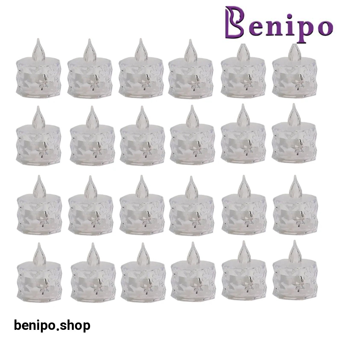 شمع ال ای دی مدل کریستالی شفاف طرح Diamond مجموعه 24 عددی