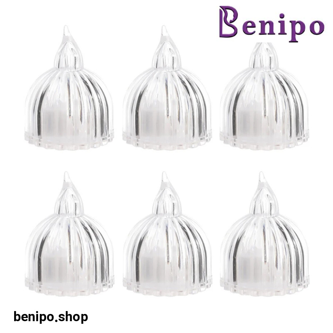 شمع ال ای دی مدل کریستالی شفاف طرح SUN مجموعه 6 عددی