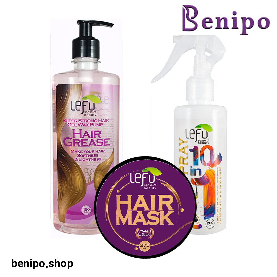 پک سه عددی ماسک مو و گریس مو و اسپری مو مدل ده کاره