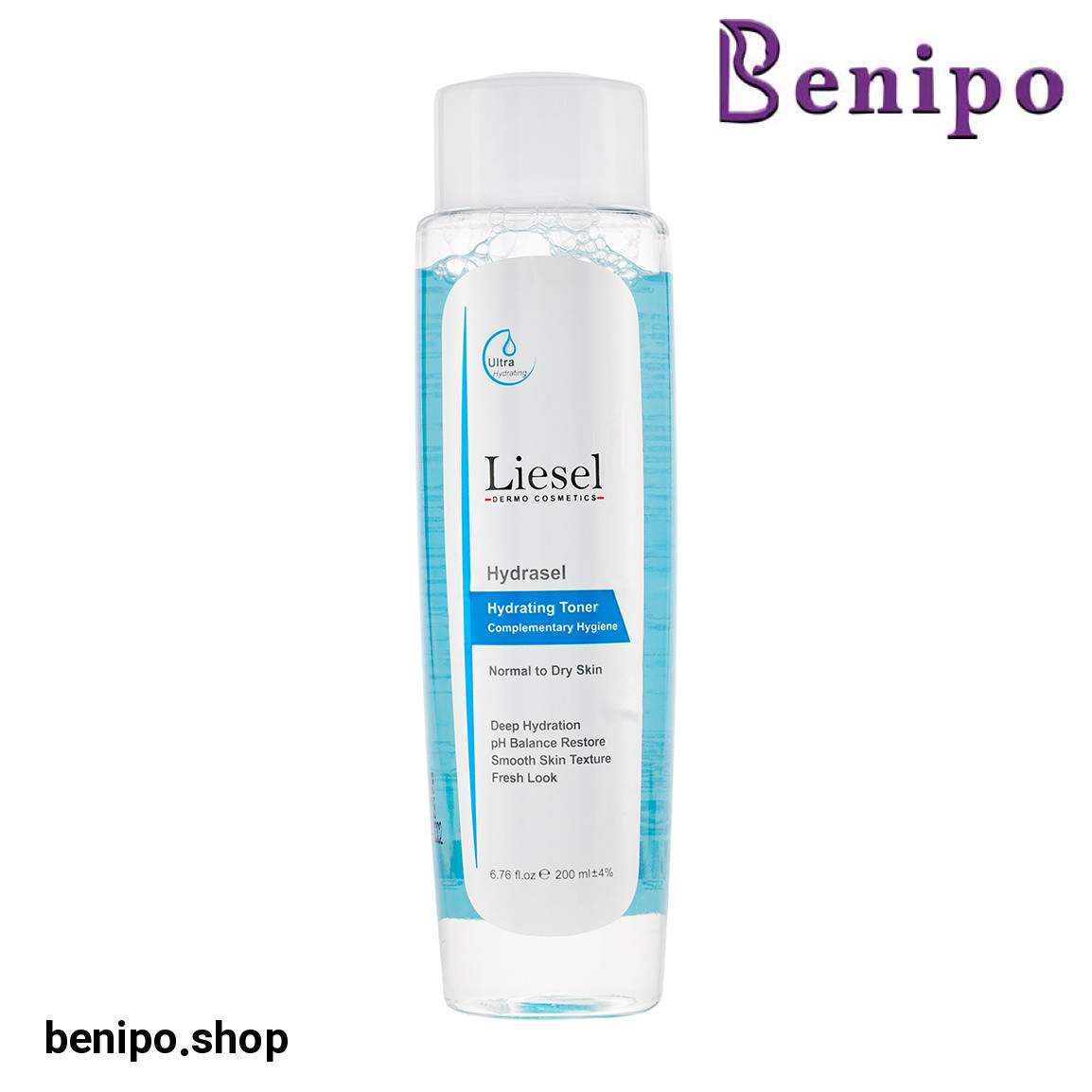 تونر صورت مدل هیدراسل مناسب پوست خشک و نرمال حجم 200 میلی لیتر