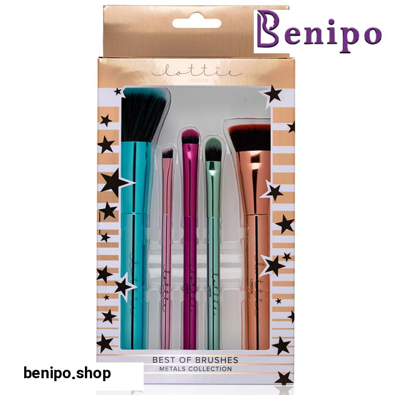 ست ابزار آرایش متالیک 5 عددی