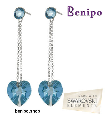 گوشواره کریستال نقره آویزان قلب