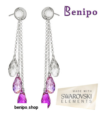 گوشواره کریستال نقره آویزان اشک