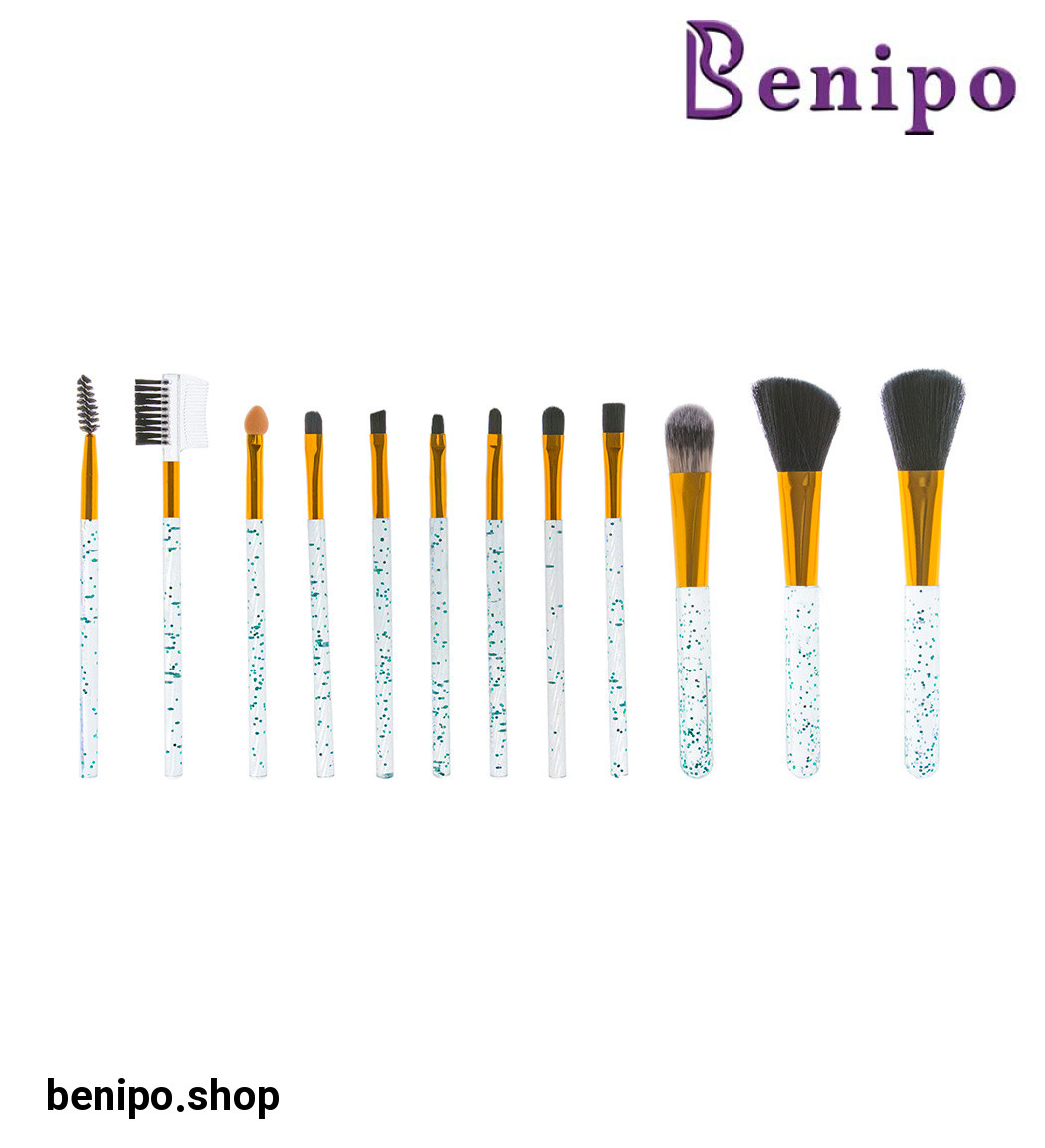 ست براش 12 عددی آکواریومی مدل Huda Beauty ارسال با رنگ رندوم