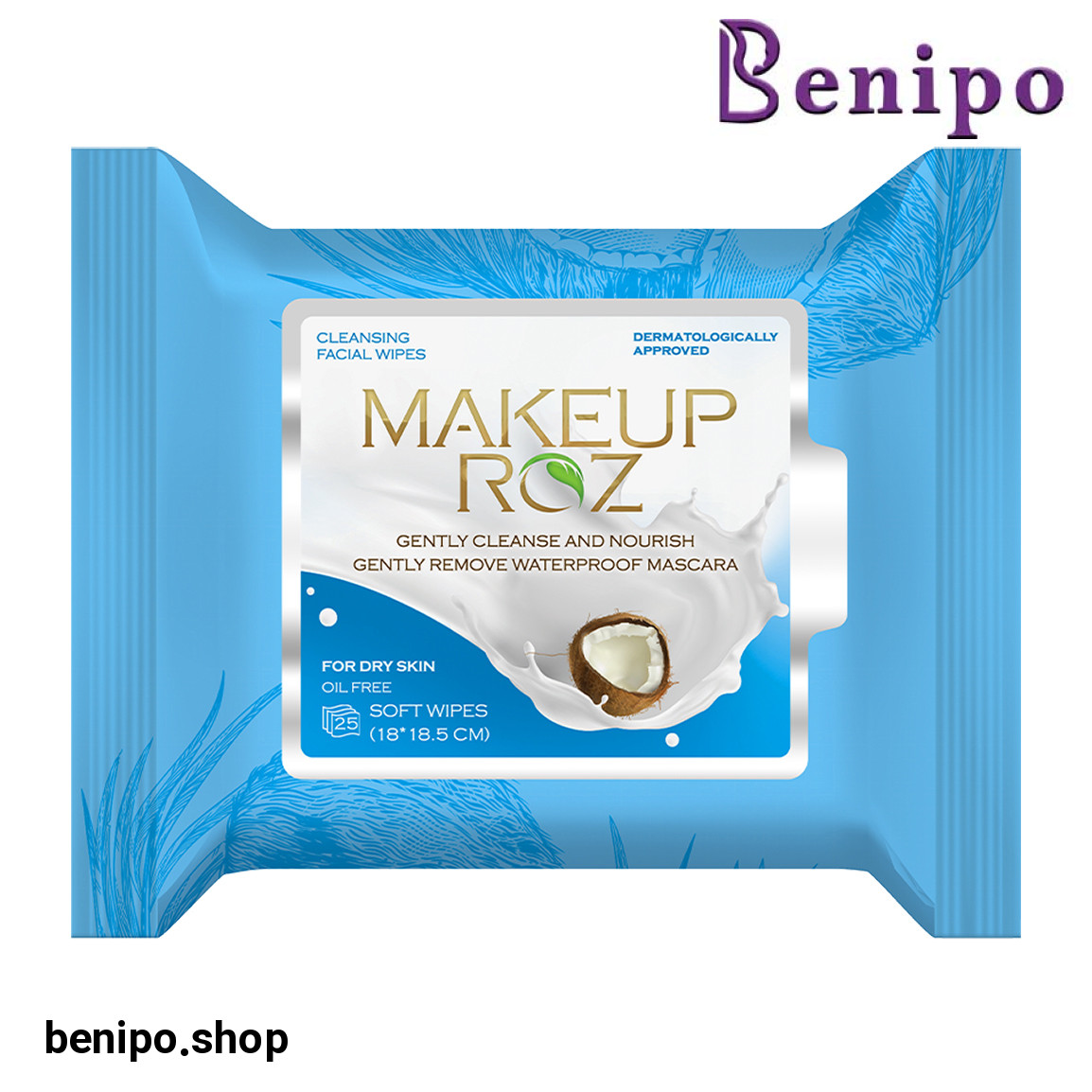 دستمال مرطوب آرایش پاک کن حاوی عصاره نارگیل مناسب پوست های خشک بسته 25 عددی