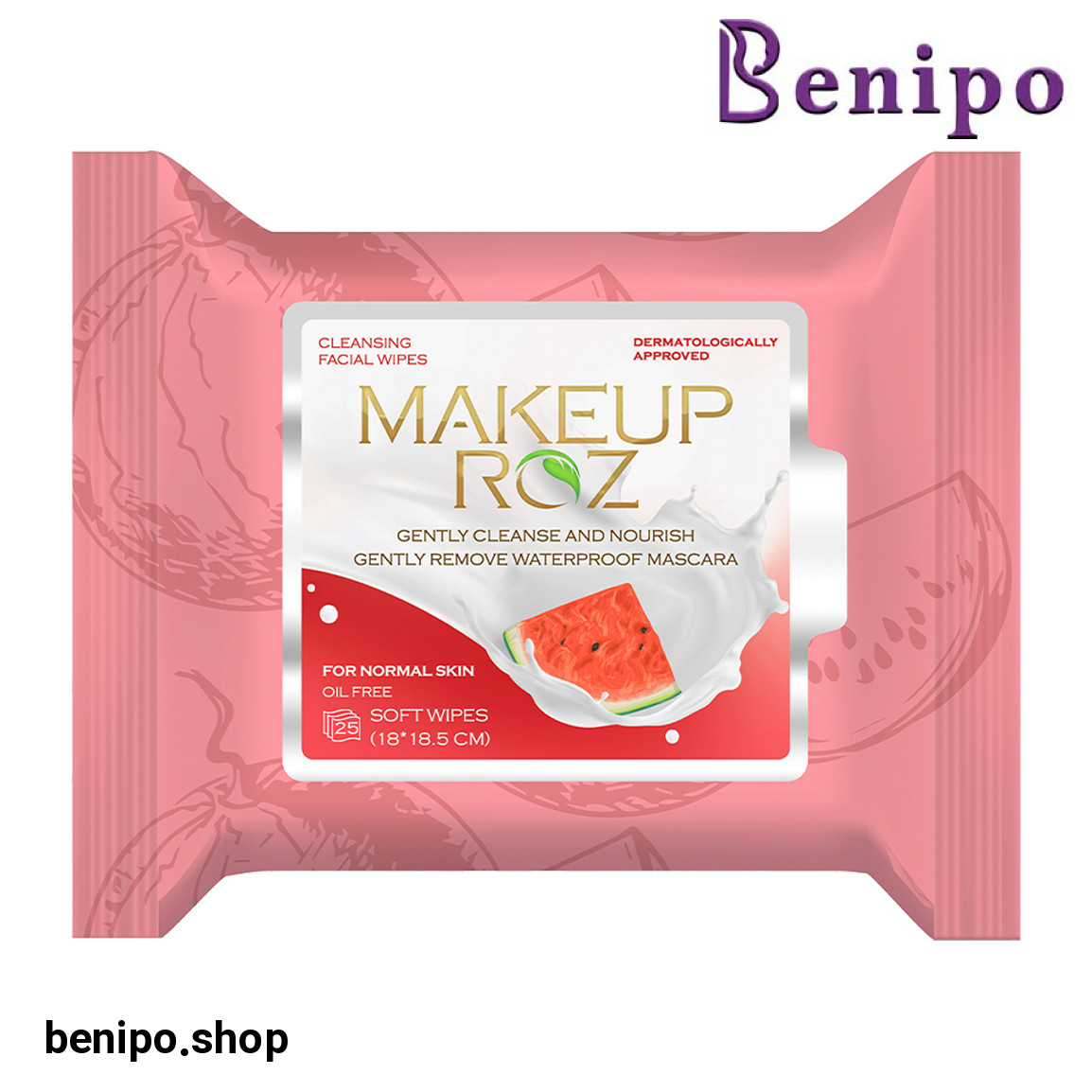 دستمال مرطوب آرایش پاک کن حاوی عصاره هندوانه مناسب پوست های نرمال بسته 25 عددی