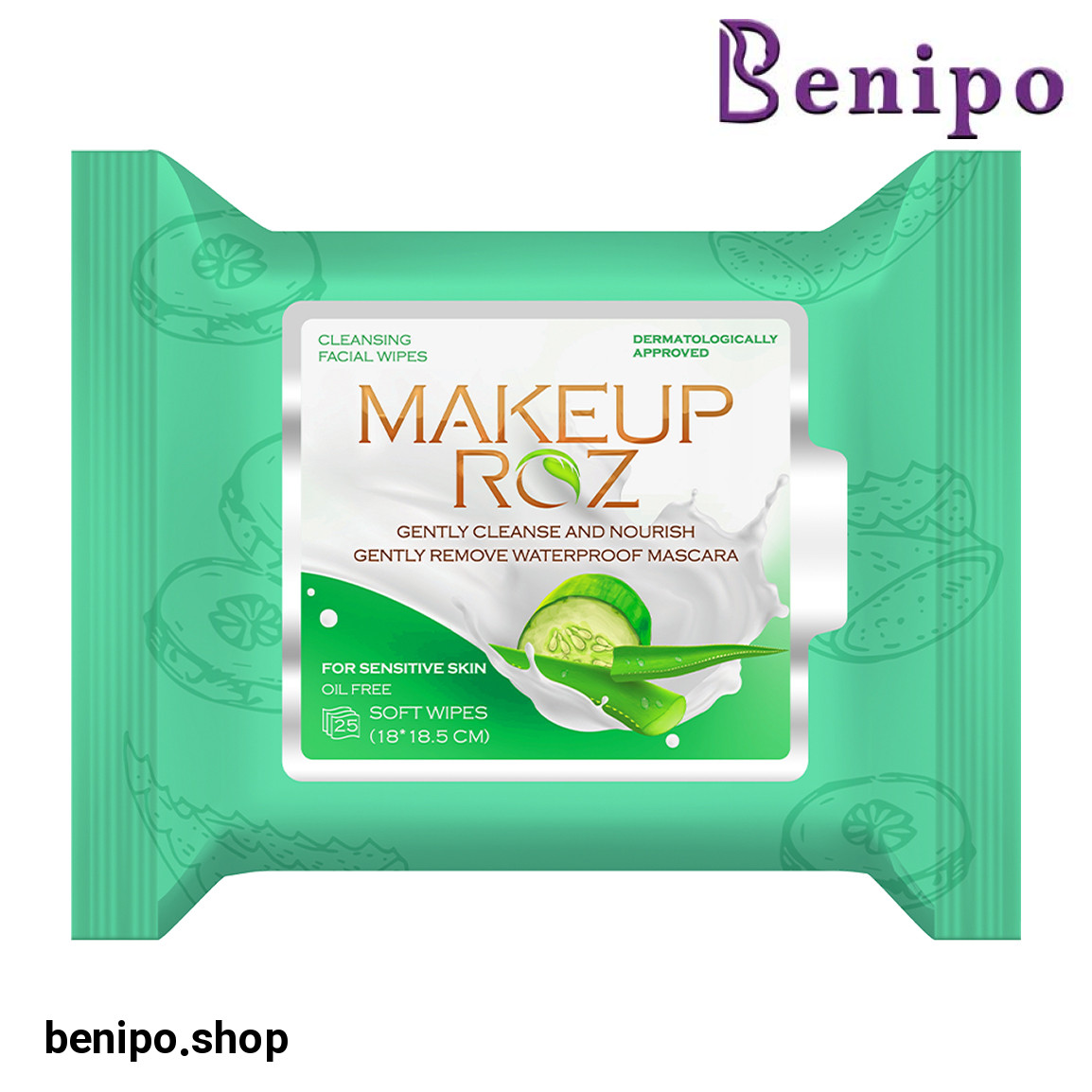 دستمال مرطوب آرایش پاک کن حاوی عصاره خیار و آلوئه ورا مناسب پوست های حساس بسته 25 عددی