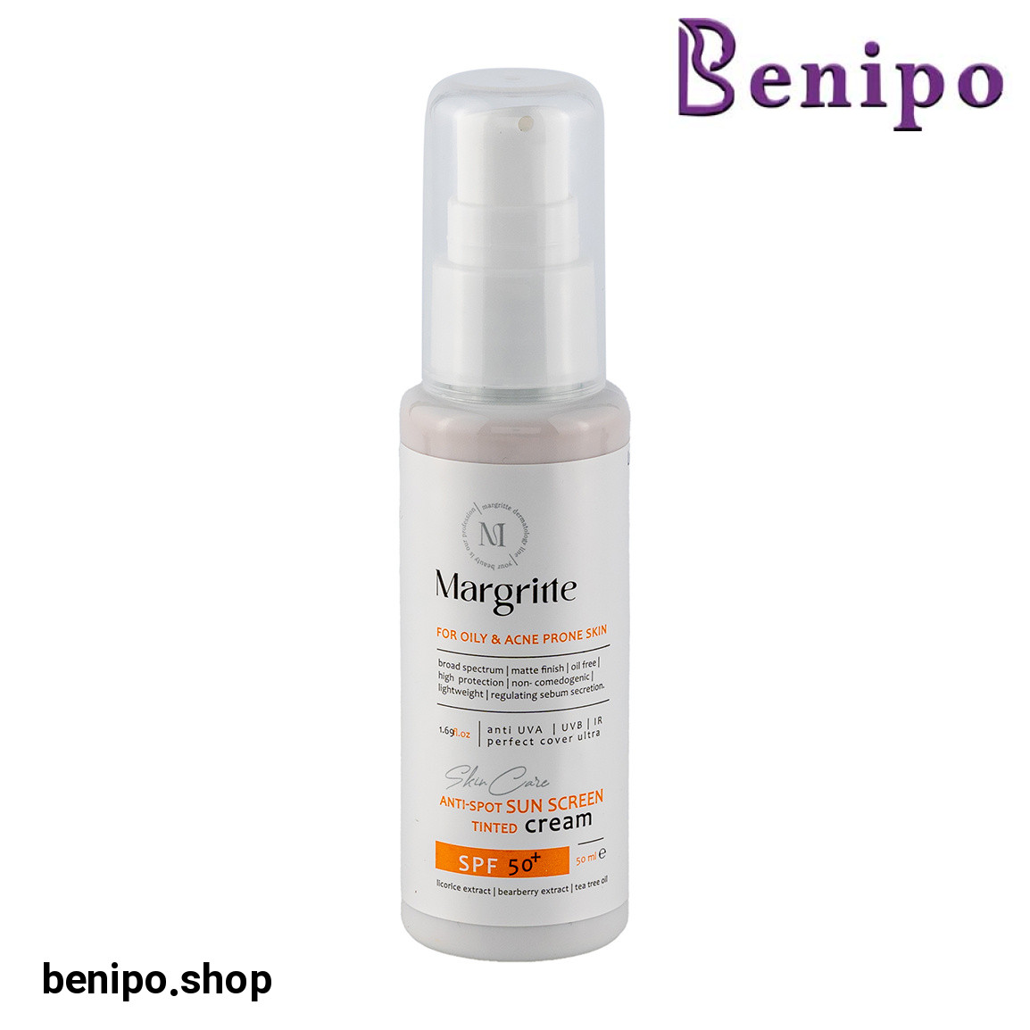 کرم ضد آفتاب رنگی با SPF50 مناسب پوست چرب حجم 50 میلی لیتر