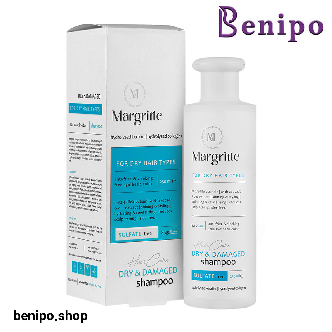 شامپو مناسب مو خشک و آسیب دیده فاقد پارابن حجم 250 میلی لیتر
