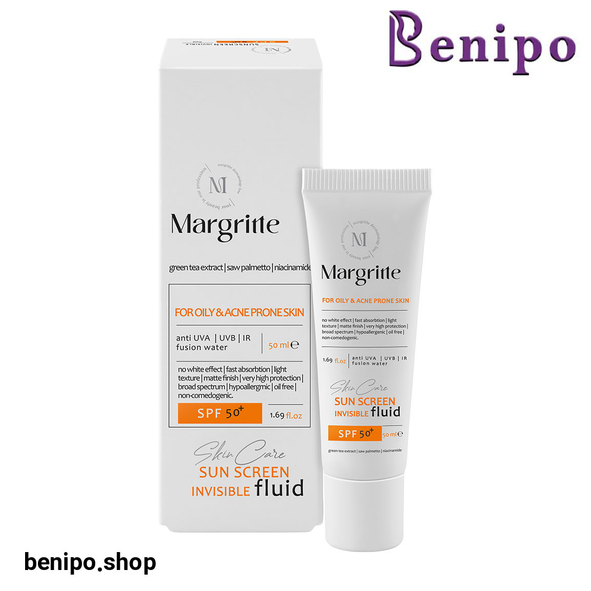 فلوئید ضد آفتاب بی رنگ با SPF50 مناسب پوست نرمال تا خشک حجم 50 میلی لیتر