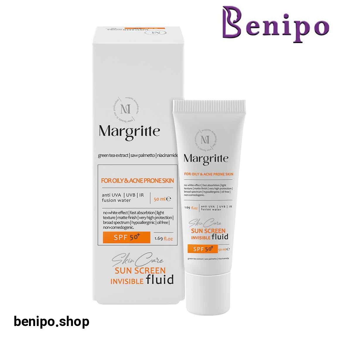 فلوئید ضد آفتاب بی رنگ با SPF50 مناسب پوست چرب و مستعد آکنه حجم 50 میلی لیتر