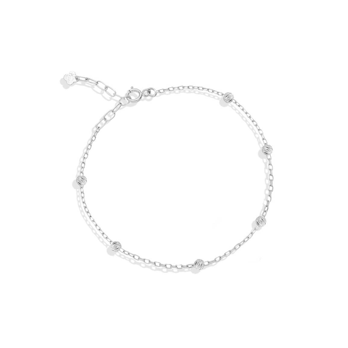 دستبند طلا 18 عیار مدل تمام گوی البرناردو سفید 6