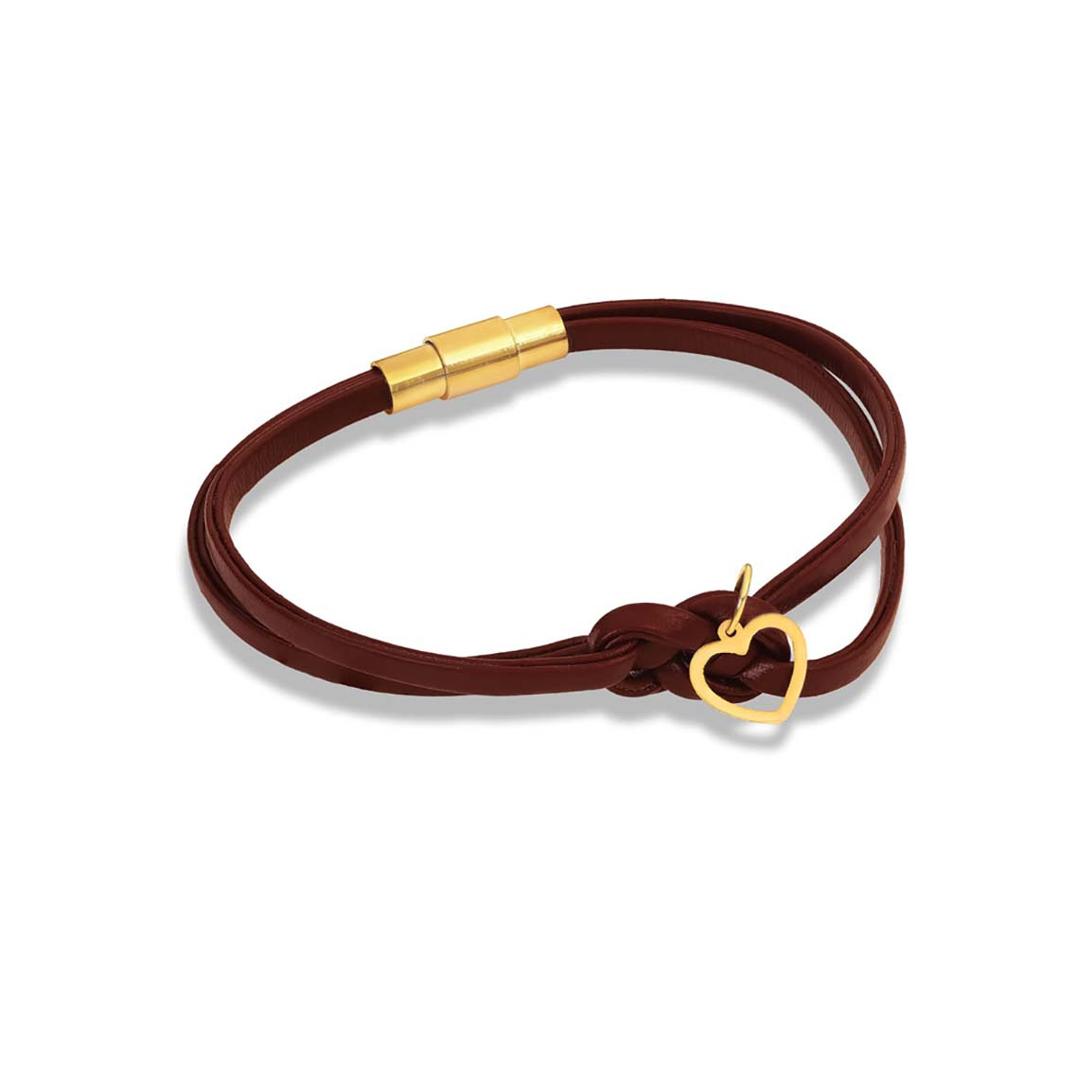 دستبند طلا 18 عیار مدل آویز قلب زرشکی