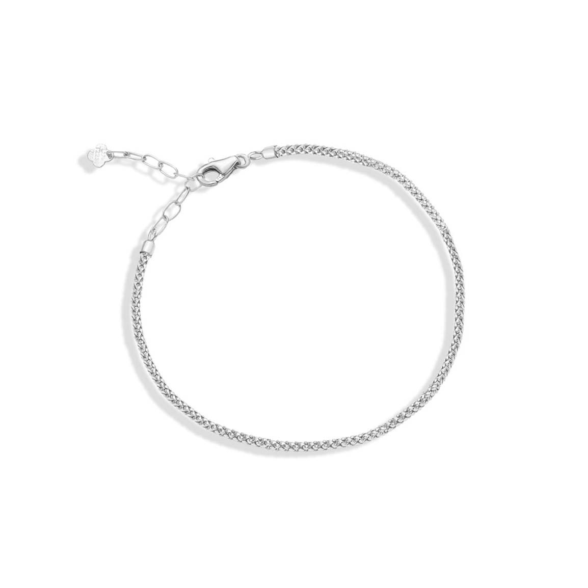 دستبند طلا 18 عیار مدل پاپ کورن ساده سفید